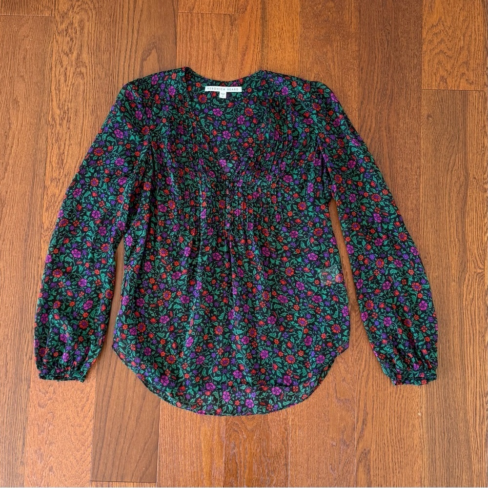 Veronica Beard Ashlynn Floral Silk Blouse size 6 - Picture 6 of 10